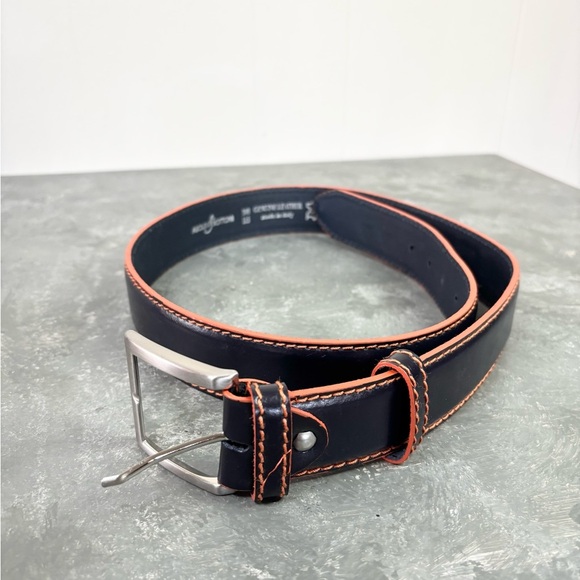 Asole & Bottoni black orange stitch genuine leather mens belt size 40 - Picture 1 of 6